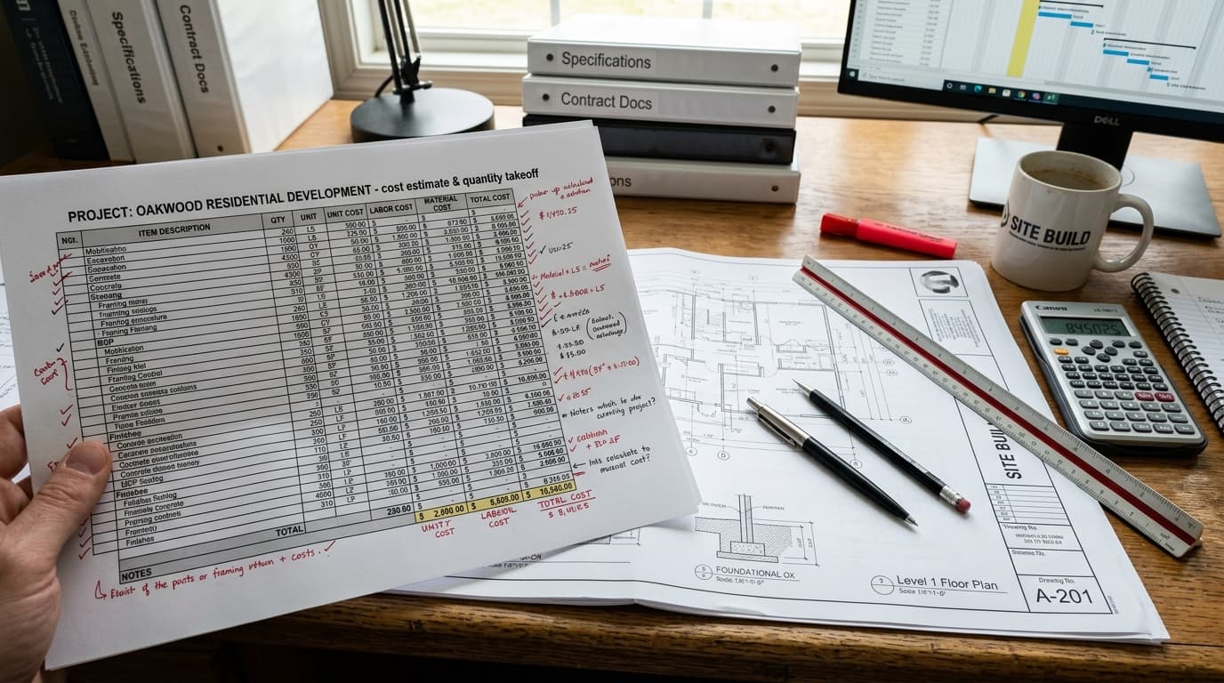 construction cost estimating spreadsheet